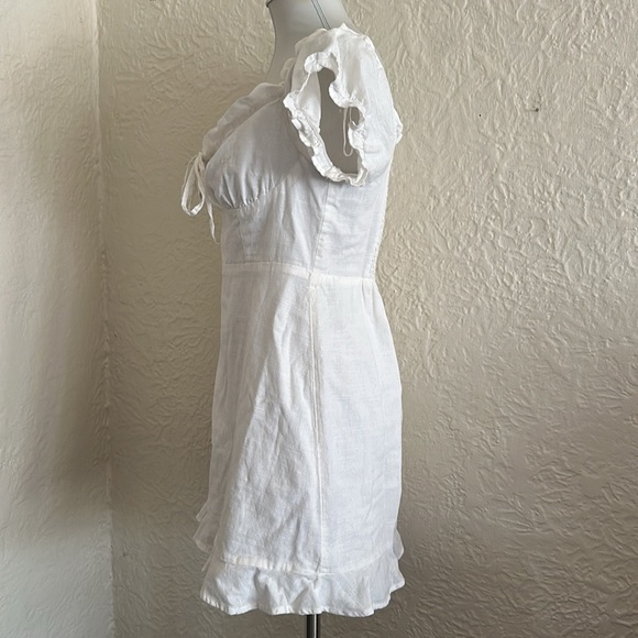 Urban Outfitters Prairie Coquette Milkmaid 100% Cotton White Puff Sleeve Dress M - Picture 4 of 9
